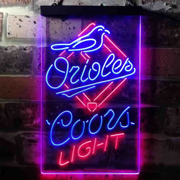 Baltimore Orioles Coors Light Dual LED Neon Light Sign